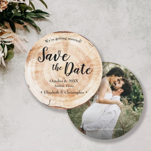 Rustic Wedding Save the date photoWood Grain Kaart