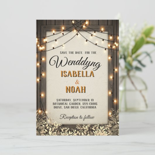 Rustic Wedding Save the Date Sjablonen met Herfst (Staand voorkant)