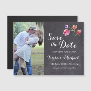 Rustic Wedding Save the date waterverf bloemen Magnetische Uitnodiging