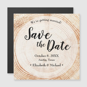 Rustic Wedding Save the date Wood Grain Magnetische Uitnodiging
