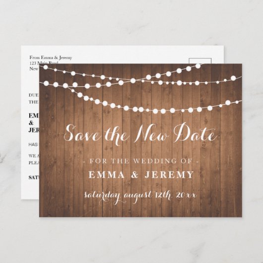 Rustic Wedding Save the new date Briefkaart (Voorkant / Achterkant)