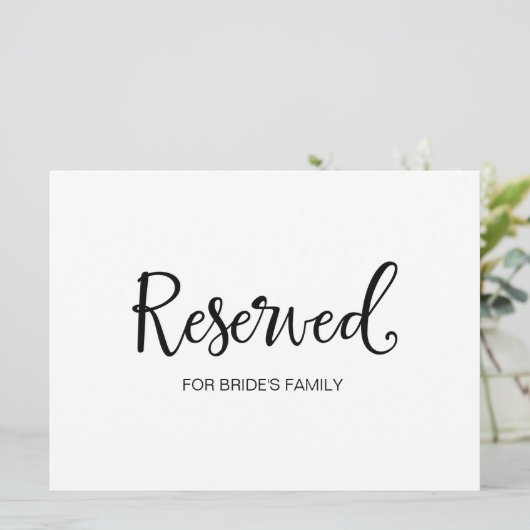 Rustic Wedding Sign. "Reserved for Family" (Staand voorkant)