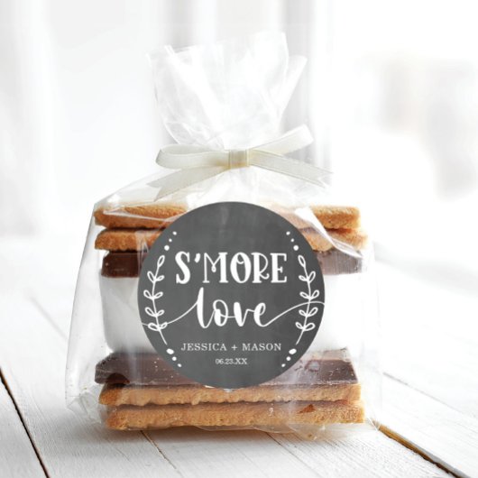 Rustic Wedding S'more Love Favor Classic Round Sti Ronde Sticker