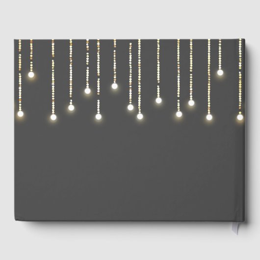 Rustic Wedding String Lights Black White Gastenboek (Achterkant)