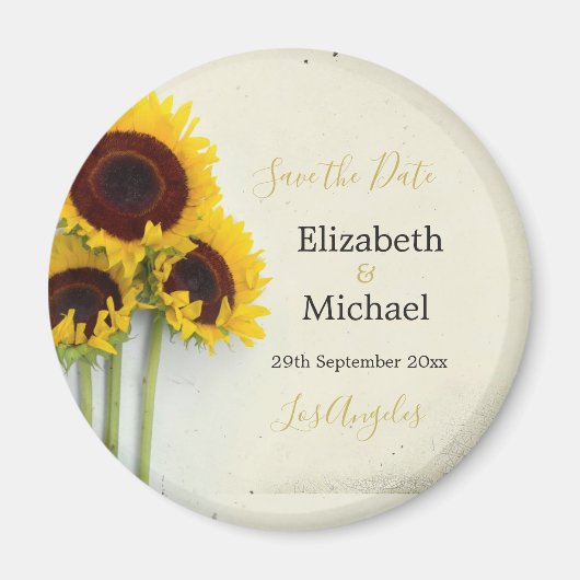 Rustic Wedding Sunflower Save the Date Magnet Magneet (Voorkant)