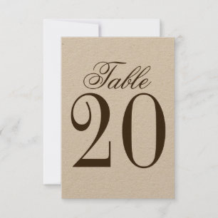 Rustic Wedding Table Number Kaart