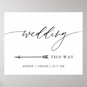 Rustic Wedding This Way Directional Arrow Sign Poster