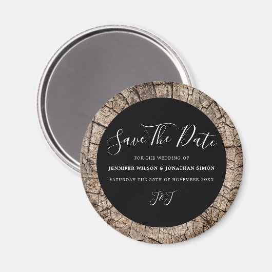 Rustic Wedding Tree Ring Custom Magneet (Voorkant / Achterkant)