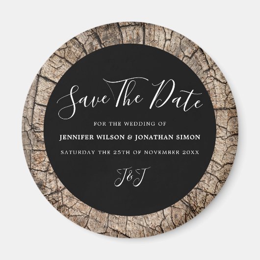 Rustic Wedding Tree Ring Custom Magneet (Voorkant)