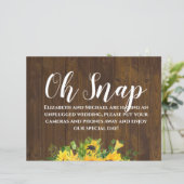 Rustic Wedding Unplugged Oh Snap Wood Sunflower (Staand voorkant)
