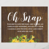 Rustic Wedding Unplugged Oh Snap Wood Sunflower (Voorkant)