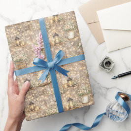 Rustic Wedding Watercolor Lanterns Cake Florals Cadeaupapier