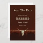 Rustic Wedding Western Bull Skull Save the Date (Voorkant / Achterkant)