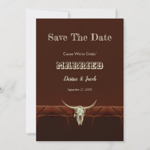 Rustic Wedding Western Bull Skull Save the Date