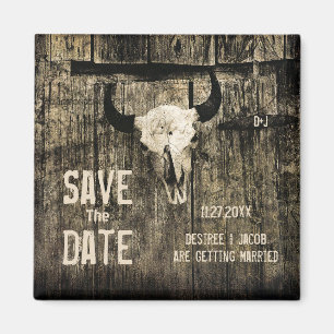 Rustic Wedding Westerne Koe Skull Save the Date An Magneet