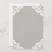 Rustic Wedding White Lace Elegant Grey Kaart (Achterkant)