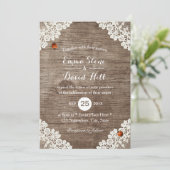 Rustic Wedding White Lace Ladybugs Kaart (Staand voorkant)