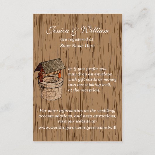 Rustic Wedding Wishing Well Enclosure Card Informatiekaartje (Voorkant)