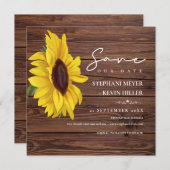 Rustic Wedding Wood Boho Chic Sunflower Save The Date (Voorkant / Achterkant)