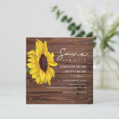 Rustic Wedding Wood Boho Chic Sunflower Save The Date (Staand voorkant)