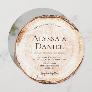 Rustic Wedding Wood Cut Grain Aangepaste foto Kaart