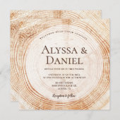 Rustic Wedding Wood Cut Grain Custom Invitation Kaart (Voorkant / Achterkant)