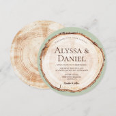 Rustic Wedding Wood Cut Grein Green Custom Kaart (Voorkant / Achterkant)