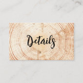 Rustic Wedding Wood Grain QR code Script Details Informatiekaartje (Voorkant)