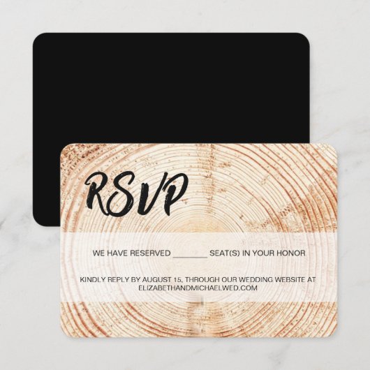 Rustic Wedding Wood Grain RSVP gereserveerde zitpl Kaartje (Voorkant / Achterkant)