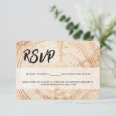 Rustic Wedding Wood Grain RSVP gereserveerde zitpl Kaartje (Staand voorkant)