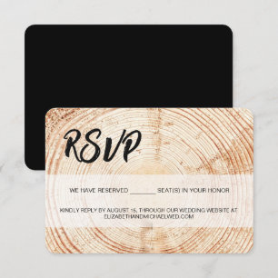 Rustic Wedding Wood Grain RSVP gereserveerde zitpl Kaartje