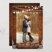 Rustic Wedding Wood Lace Save the Date (Voorkant / Achterkant)