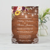 Rustic Wedding Wood Licht Jars Lace Gemengd Kaart (Staand voorkant)
