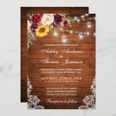 Rustic Wedding Wood Licht Jars Lace Gemengd Kaart (Voorkant / Achterkant)