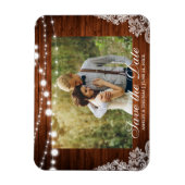 Rustic Wedding Wood Licht Lace Save the Date Magneet (Verticaal)