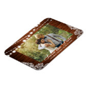 Rustic Wedding Wood Licht Lace Save the Date Magneet (Linkerzijde)