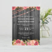 Rustic Wedding Wood Roos Licht Floral Kaart (Staand voorkant)