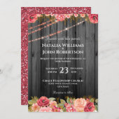 Rustic Wedding Wood Roos Licht Floral Kaart (Voorkant / Achterkant)
