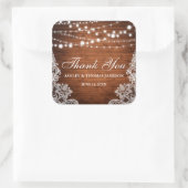 Rustic Wedding Wood String Lights Hartelijk dank Vierkante Sticker (Tas)