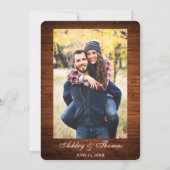 Rustic Wedding Wood String Lights Lace Invite PBR Kaart (Achterkant)