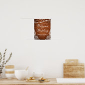 Rustic Wedding Wood String Lights Lace Poster (Keuken)