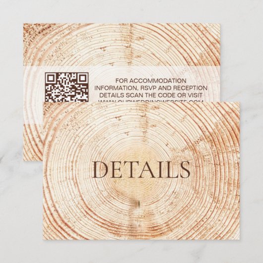 Rustic Wedding Woodland Details QR code Template Informatiekaartje (Voorkant / Achterkant)