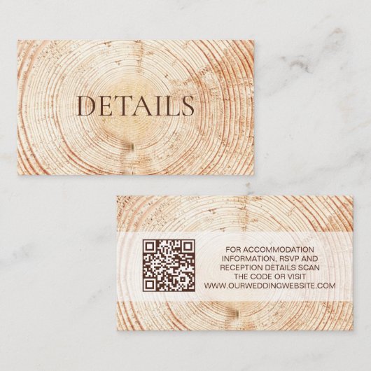 Rustic Wedding Woodland Details QR code Template Informatiekaartje (Voorkant / Achterkant)