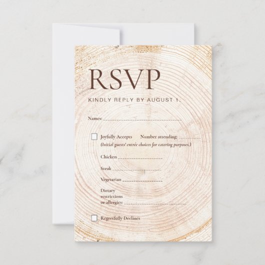 Rustic Wedding Woodland RSVP Card Meal Choice (Devant)