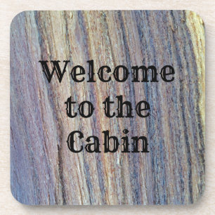 Rustic Welcome Cabin Vertical Stripe Woodgrain Bier Onderzetter
