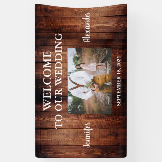 Rustic Welkom bij onze bruiloft foto bruiloft Bann Spandoek (Verticaal)