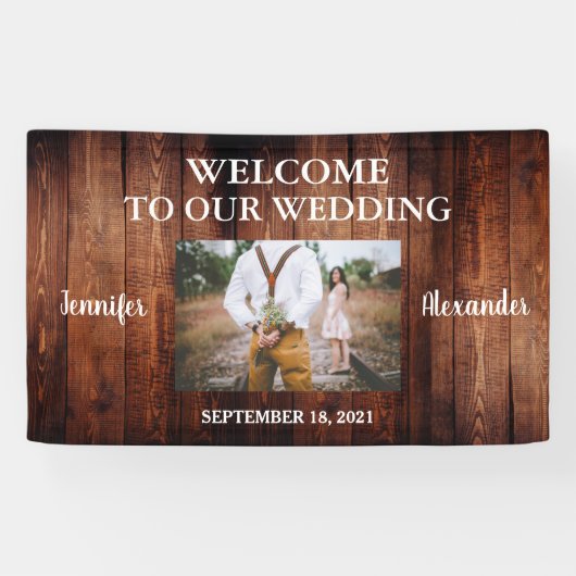 Rustic Welkom bij onze bruiloft foto bruiloft Bann Spandoek (Horizontaal)