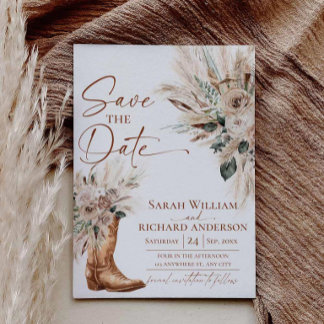 Rustic Western Boho Cowgirl Boots Save the Date