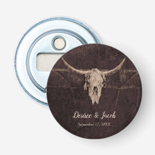 Rustic Western Bull Skull Wedding Country Texture Button Flesopener