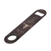 Rustic Western Bull Skull Wedding Country Texture Speed Flessenopener (Voorkant Gekanteld)